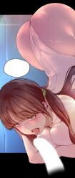 arched_back ass brave_new_world imminent_fellatio imminent_oral large_ass large_breasts leotard seo_jeong-sook twintails yoongonji