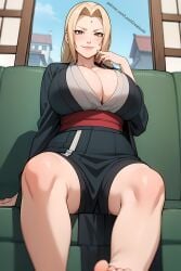 1girls 2024 5_toes ai_art ai_generated artist_name artist_website big_breasts blonde blonde_female blonde_hair blonde_hair_female blush blush_lines blushed blushed_face blushed_female blushing blushing_at_viewer blushing_female boruto:_naruto_next_generations breasts cleavage cleavage_cutout cleavage_overflow curvy curvy_figure deep_cleavage depth_of_field dominant dominant_female domination facing_forward feet feet_out_of_frame feet_up female female_focus female_only foot_fetish forehead_gem forehead_jewel forehead_mark from_below green_sofa hair huge_breasts kimono kissable_lips large_breasts lewdcreationsai light-skinned_female light_skin lips looking_at_viewer looking_down mature mature_female mature_woman milf mommy nails naruto naruto:_the_last naruto_(classic) naruto_(series) naruto_shippuden nipples pink_lips seductive_smile sitting sitting_down sitting_on_sofa sofa solo solo_female solo_focus tsunade url voluptuous voluptuous_female white_body