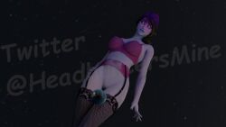 1girls 3d 3d_(artwork) alternate_version_available black_legwear blender bra clothed clothing dream_(fortnite) epic_games female female_focus female_only fishnet fishnet_legwear fishnet_stockings fishnets fortnite fortnite:_battle_royale giant giant_female giantess glowing glowing_eyes headhuntersmine highres legwear lingerie long_hair looking_at_viewer nipples_visible_through_clothing no_panties pink_lingerie planet presenting presenting_pussy purple_body purple_skin pussy_lips pussy_peek smile smiling solo solo_focus space two_tone_hair underwear vagina watermark