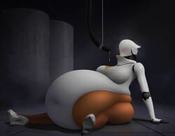 android belly_inflation big_belly blush force_feeding haydee haydee_(game) heeled_shoes hose_in_mouth inflation lard large_belly leotard raikovjaba sitting stretched_clothing