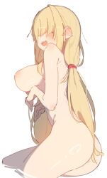 1girls areolae ass ass_cleavage bare_arms bare_breasts bare_legs bare_midriff bare_shoulders bare_thighs belly blonde_hair blush blush_lines breasts collarbone completely_naked completely_naked_female completely_nude completely_nude_female cute_fang elbows female female_focus female_only hair_between_eyes hair_over_eyes hands_on_breasts hands_under_breasts high_resolution highres holding_breast hourglass_figure knees large_ass large_breasts legs light_skin long_hair looking_at_viewer medium_breasts midriff mole mole_under_eye nipples partially_submerged ponytail rasusurasu shoulders side_view sideboob simple_background slender_body slender_waist slim_girl slim_waist solo thick_ass thick_thighs thighs thin_waist underboob water wet white_background