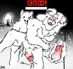 2boys 2d anal anal_sex artist_request asgore_dreemurr blush caught caught_in_the_act cum cum_in_ass cum_inside during_sex gay_anal humanoid knot knot_in_ass knotting looking_pleasured male male_only sex tagme undertale undertale_(series)