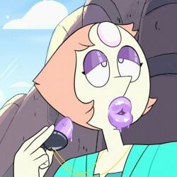 big_lips bimbo bimbo_lips bimbofication cartoon_network cross-eyed edit eyeshadow huge_lips lip_expansion lipstick pearl_(steven_universe) screenshot_edit slopster! steven_universe