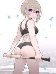 100_kanojo ai_generated ass back bat kimi_no_koto_ga_dai_dai_dai_dai_daisuki_na_100-nin_no_kanojo short_hair sports_bikini sports_bra stabletomboy sutou_iku the_100_girlfriends_who_really_really_really_really_really_love_you tomboy