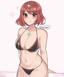 1girls breasts core_crystal female female_only nintendo purrlucii pyra solo swimsuit tagme xenoblade_(series) xenoblade_chronicles_2