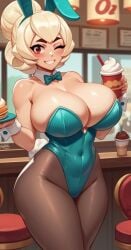 1girls 2024 absyaai ai_generated big_breasts blonde_hair brawl_stars breasts bunny_ears bunny_tail bunnysuit busty charlie_(brawl_stars) female happy happy_female huge_breasts large_breasts light-skinned_female light_skin looking_at_viewer ponytail supercell tagme