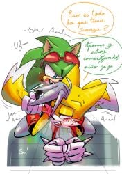 ambiguous_penetration anodecristo furry gay gay_sex male male/male male_only male_penetrated male_penetrating_male miles_(anti-tails) scourge_the_hedgehog sega sex sonic_(series) sonic_the_hedgehog_(comics) spanish_text yaoi