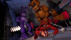 anal animated animation aster bear bonnie_(fnaf) five_nights_at_freddy's foursome fox foxy_(fnaf) freddy_(fnaf) gay gay_anal gay_sex golden_freddy_(fnaf) ingame_model male/male penetration rabbit sex sound spr1ngytrap tagme video