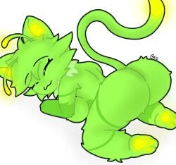 alien antennae ass big_breasts chez-arts closed_eyes female glowing_paws glowing_tail gnarpian gnarpy_(regretevator) green_fur nude_female regretevator roblox roblox_avatar roblox_game robloxian sleeping tagme uwu_face