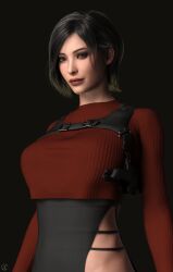 1girls 3d ada_wong alf3d asian asian_female black_hair capcom clothed clothed_female clothing cropped_torso female female_focus female_only holster human light-skinned_female light_skin lips long_sleeves red_sweater resident_evil resident_evil_4 resident_evil_4_remake shoulder_holster solo sweater upper_body video_game_character waist