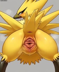 1girls ai_generated anus ass_focus bent_over blush butt darkeffect female_only furry grey_background looking_back pokemon pokemon_(species) pokemon_only presenting_hindquarters pussy pussy_juice rear_view steam steaming_body steamy_breath unusual_pussy zapdos