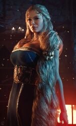 1girls 3d aesir_(norse_mythology) alf3d beauty_mark big_breasts blonde_hair blue_dress blue_eyes braided_hair breast_squish breasts bursting_breasts bust busty chest cleavage clothed clothing corset curvaceous curvy curvy_figure deity dress female god god_of_war god_of_war_ragnarok goddess hair head_jewelry hourglass_figure huge_breasts jewelry large_breasts legs light-skinned_female light_skin lips long_hair lots_of_jewelry mature mature_female milf mole_under_eye mother muscular mythology neck_tattoo norse_mythology norse_runes overflowing_breasts pushup_bra ring rings santa_monica_studio sif_(god_of_war) signet skindentation solo sony_corporation sony_interactive_entertainment standing tattoo tattoo_on_chest tattoo_on_neck tattooed_arm tattoos thick tiara tribal_tattoo very_long_hair voluptuous voluptuous_female waist wide_hips