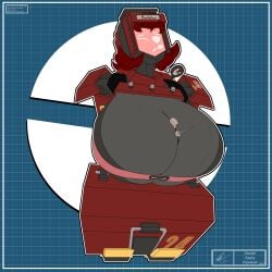 big_breasts blueprint busty busty_female dispenelope_(diamond_nella) dispenser_(team_fortress_2) dispenser_lady robot robot_girl solo team_fortress_2 teris tight_clothing