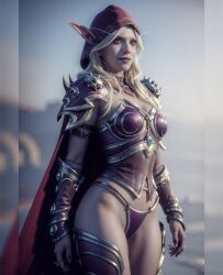 ai_generated armor artist_request banshee_(warcraft) boots clothed panties red_eyes smile smiling sylvanas_windrunner warchief warcraft world_of_warcraft wow