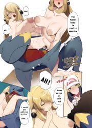 censored comic cynthia_(pokemon) dawn_(pokemon) english_text female garchomp pokemon pokemon_(species) pokephilia rape speech_bubble yuuyuu_(yuuki1771)