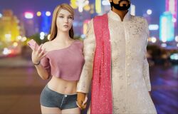 3d black_hair blender city cityscape clothed couple female fully_clothed hand_holding interracial jallersfm life_is_strange male melanin outside pale-skinned_female pale_skin rachel_amber sanjay_(jaller) skimpy_clothes south_asian_clothing tan-skinned_male twitter_user_oc very_high_resolution