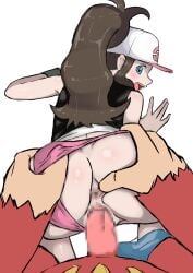 1boy 1girls anthro anthro_on_human anthro_penetrating anthro_penetrating_human ass blue_eyes blush brown_hair censored censored_penis clothed clothing darmanitan female female_on_feral female_penetrated feral from_behind from_behind_position game_freak hat hilda_(pokemon) human human_penetrated interspecies light-skinned_female light_skin long_hair male male/female male_penetrating male_penetrating_female male_pokemon/female_human male_pov nintendo nivi open_mouth panties panties_aside penetration penis pink_panties pokemon pokemon_(game) pokemon_(species) pokephilia ponytail pov pussy sex simple_background spread_legs vaginal_penetration wide_eyed