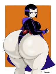 1girls ass ass_focus big_ass big_breasts bottom_heavy breasts bubble_ass bubble_butt butt cartoon_network dat_ass dc dc_comics dumptruck_ass female female_only forehead_jewel huge_ass hyper hyper_ass jarsman_(artist) leotard massive_ass plump plump_ass purple_hair rachel_roth raven_(dc) shiny_clothes short_hair standing teen_titans teen_titans_go thick_thighs thunder_thighs voluptuous