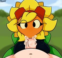 :>= animated big_breasts blowjob blowjob_face breasts cum cum_in_mouth human_on_plantie interspecies penis plant plantie plants_vs_zombies plants_vs_zombies:_heroes precum pvz r_bismut rbismut solar_flare_(pvz) sucking sucking_penis sunflower sunflower_(pvz)