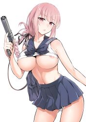 big_breasts fate/grand_order fate_(series) firearm florence_nightingale_(fate) gun handgun ijima_yuu pink_hair revolver skirt slq tagme underboob weapon