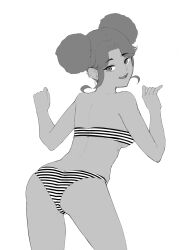 animation_meme_community ass bikini looking_at_viewer looking_back monochrome space_buns striped_panties thumin youtube youtuber youtuber_girl