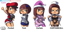 2022 animal_crossing animal_crossing_girl bedroom_eyes bra breasts brown_hair curtain_call_challenge digital_media_(artwork) fan_character female green_eyes human jackintaro lingerie looking_at_viewer nintendo oc panties simple_background stockings underwear undressing villager_(animal_crossing)