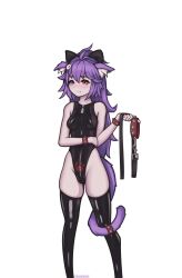 1girls animal_ears blush bsdm bubbisbutt bubbls cameltoe cat_ears cat_tail catgirl collar female heterochromia holding_collar latex latex_suit latex_thighhighs leash leash_and_collar light-skinned_female light_skin nekomimi purple_eyes purple_hair red_eyes spiked_bracelet spiked_collar spiked_tail thick_thighs thighhighs totless_(vtuber) tsuki_kimura twitch twitch.tv virtual_youtuber vrchat vrchat_avatar vtuber