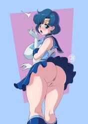 1girls accidental_exposure ami_mizuno anus ass bare_legs bare_thighs big_ass big_breasts big_butt bishoujo_senshi_sailor_moon blue_eyes blue_hair blunt_bangs blush boots bottom_heavy bubble_ass bubble_butt clothing crown dat_ass embarrassed female female_only ghkuinli gloves huge_ass large_breasts light-skinned_female light_skin looking_back magic no_panties no_underwear nopan omegalife open_mouth petite pussy round_ass sailor_mercury shirt short_hair skirt skirt_lift solo solo_focus upskirt wind_lift