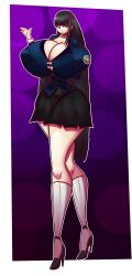 bimbo bimbo_body bimbofied female female_focus female_only hifumi_togo hourglass_figure hyper hyper_breasts persona persona_5 schnauzercito school_uniform straining_buttons