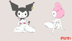 absurd_res anthro areola big_areola duo female genitals hi_res kuromi lagomorph leporid mammal melody my_melody onegai_my_melody piercing pussy rabbit sanrio saturdaynite