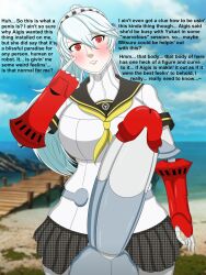 1futa balls beach big_breasts breasts clothed clothing dialogue erection eroticaquatic futa_only futanari huge_balls huge_cock humanoid humanoid_penis hyper_penis labrys lips mostly_clothed penis persona persona_4 persona_4_arena ponytail red_eyes robot robot_girl robot_penis school_uniform self_upload shine solo standing text white_hair