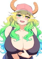 dragon_girl female female_only large_breasts looking_at_viewer mamiyama miss_kobayashi's_dragon_maid multicolored_hair pov quetzalcoatl_(dragon_maid) solo