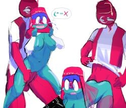 1boy 1girls azerbaijan azerbaijan_(countryhumans) background bottomless breasts choking countryhumans countryhumans_girl crying crying_with_eyes_open female forced green_skin male middle_eastern_clothing oceanic_pallete rape red_skin sex straight turkey_(countryhumans) turkish_clothing unusual_skin_color vaginal_penetration white_background