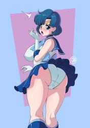 1girls accidental_exposure ami_mizuno ass bare_legs bare_thighs big_ass big_breasts big_butt bishoujo_senshi_sailor_moon blue_eyes blue_hair blunt_bangs blush boots bottom_heavy bubble_ass bubble_butt cameltoe clothing crown dat_ass embarrassed exposed_panties female female_only ghkuinli gloves huge_ass large_breasts light-skinned_female light_skin looking_back magic omegalife open_mouth panties petite rear_view round_ass sailor_mercury shirt short_hair skirt skirt_lift solo solo_focus underwear upskirt wind_lift