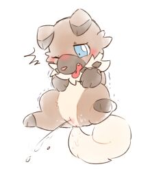 bodily_fluids female feral_only genital_fluids hi_res nintendo peeing pokémon_(species) pokemon rockruff solo urine video_games wolfwithwing