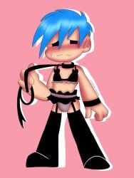 blush boyfriend_(friday_night_funkin) female_clothed femboy femboyfriend friday_night_funkin gay half_naked leash looking_away male_only sadistic_nightx_(artist) shy standing tagme