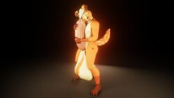 anthro balls big_balls big_penis blender_(software) canid canine canis coolboy01fa domestic_dog embrace fur genitals hair heterochromia hi_res hug huge_balls huge_cock hyper hyper_balls hyper_genitalia hyper_penis male mammal mike_rayer orange_body orange_fur penis penis_hug pubes solo