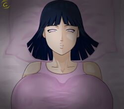 1girls big_breasts boruto:_naruto_next_generations breasts female female_only grizzlyart half-closed_eyes huge_breasts hyuuga_hinata lying_on_back mature mature_female milf narrowed_eyes naruto naruto_(series) nipples purple_hair solo solo_focus symbol-shaped_pupils upper_body visible_nipples