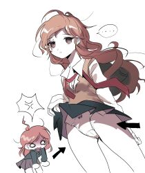 brown_eyes brown_hair danganronpa danganronpa_another embarrassed fanganronpa flashing lifting_skirt looking_at_viewer maeda_yuki medium_hair orange_hair panties rule_63 school_uniform sdra2 small_breasts smooth_skin super_danganronpa_another_2 utsuro