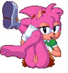 1girls 2023 accessory alpha_channel amy_rose anthro classic_amy_rose classic_sonic_(universe) clothing digital_media_(artwork) dress eulipotyphlan feet female female_only fingers footwear fur genitals gloves hair_accessory hairband half-closed_eyes handwear hedgehog humbird0 looking_at_viewer mammal multicolored_body narrowed_eyes one_shoe_on open_mouth open_smile pink_body pink_fur pixel_art presenting presenting_pussy pussy red_hairband sega shoes smile soles solo sonic_(series) sonic_cd sonic_the_hedgehog_(series) toes transparent_background two_tone_body white_clothing white_gloves white_handwear