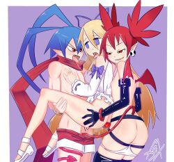 anal_sex angel angel_wings ass breasts censored disgaea disgaea_1 etna flat_chest flat_chested flonne laharl madmex nippon_ichi_software panties panties_down penis sex small_breasts strap-on succubus succubus_tail succubus_wings threesome vaginal_penetration