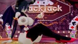 asagi_asagiri breasts casino demon_girl demon_horns disgaea disgaea_rpg exposed_breasts kaoskatsu large_breasts nippon_ichi_software overlord_asagi thick_thighs thighs