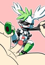 anthro bdsm_collar bdsm_suit bondage duo generation_4_pokemon genitals hi_res human legendary_pokemon male male/male mammal nintendo paws penis penis_size_difference pokemon pokemon_(species) shaymin tomotomo15