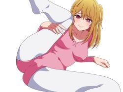 1girls arm_around_leg arm_support ass belly belly_button blonde_female blonde_hair blonde_hair_female blush breasts collarbone dot_nose feet feet_up female female_focus female_only fingernails fingers groin hair_between_eyes hand_on_leg hand_on_thigh hoshino_ruby knees laying_down laying_on_back laying_on_side leg_up legs legs_apart legs_spread light-skinned_female light_skin long_hair looking_at_viewer medium_breasts navel oshi_no_ko pantyhose pixiv_id_92145516 red_eyes red_eyes_female shoulders side_ponytail simple_background slender_body slender_waist slim_girl slim_waist smile smiling smiling_at_viewer soles solo spread_legs student teenager thighs thin_waist underboob white_background white_pantyhose