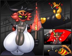 anubis big_breasts breasts egyptian_mythology female female_only huge_breasts incineroar pms7654 pokemon thick_thighs transformation wide_hips