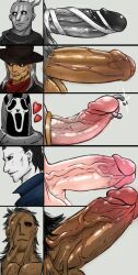 5boys big_penis dbd dead_by_daylight deathslinger ghostface heart hillbilly_(dead_by_daylight) huge_cock ling12110 male_only michael_myers monster multiple_boys nightmare_husbando penis penis_size_comparison penis_size_difference pierced_genitals piercing serial_killer size_difference tagme the_wraith veiny_penis wraith_(dead_by_daylight)