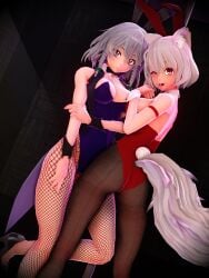 3d bunnysuit high_heels large_ass large_breasts leotard mikumikudance mitsummd momiji_inubashiri sakuya_izayoi thick_thighs touhou wide_hips