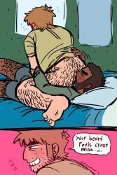 ass_eating bara beard body_hair clothed dialogue eating_ass face_sitting hairy_ass hairy_male joseph_(scott_pilgrim) male_only scott_pilgrim stephen_stills yaoi