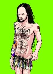 blacked_out_eyes condom_belt dreadlocks fully_nude gay hairy_male jdevil jonathan_davis korn long_hair male only_male pierced_eyebrow shaved_arms shaved_legs tattoo_on_arm tattoo_on_chest yaoi