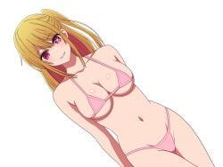 1girls arm_behind_back bare_arms bare_chest bare_legs bare_midriff bare_shoulders bare_skin bare_thighs belly belly_button bikini blonde_female blonde_hair blonde_hair blonde_hair_female blush breasts breasts cleavage collarbone dot_nose female female_focus female_only groin hair_between_eyes hand_behind_back hoshino_ruby hourglass_figure legs legs_together light-skinned_female light_skin long_hair looking_at_viewer medium_breasts naked naked_female navel nude nude_female open_mouth oshi_no_ko pink_bikini pink_bikini_bottom pink_bikini_top pink_swimsuit pink_swimwear pixiv_id_92145516 ponytail red_eyes red_eyes_female shoulders side_ponytail simple_background slender_body slender_waist slim_girl slim_waist smile smiling smiling_at_viewer solo standing string_bikini student swimsuit swimwear teenager thick_thighs thighs thin_waist upper_body v-line white_background